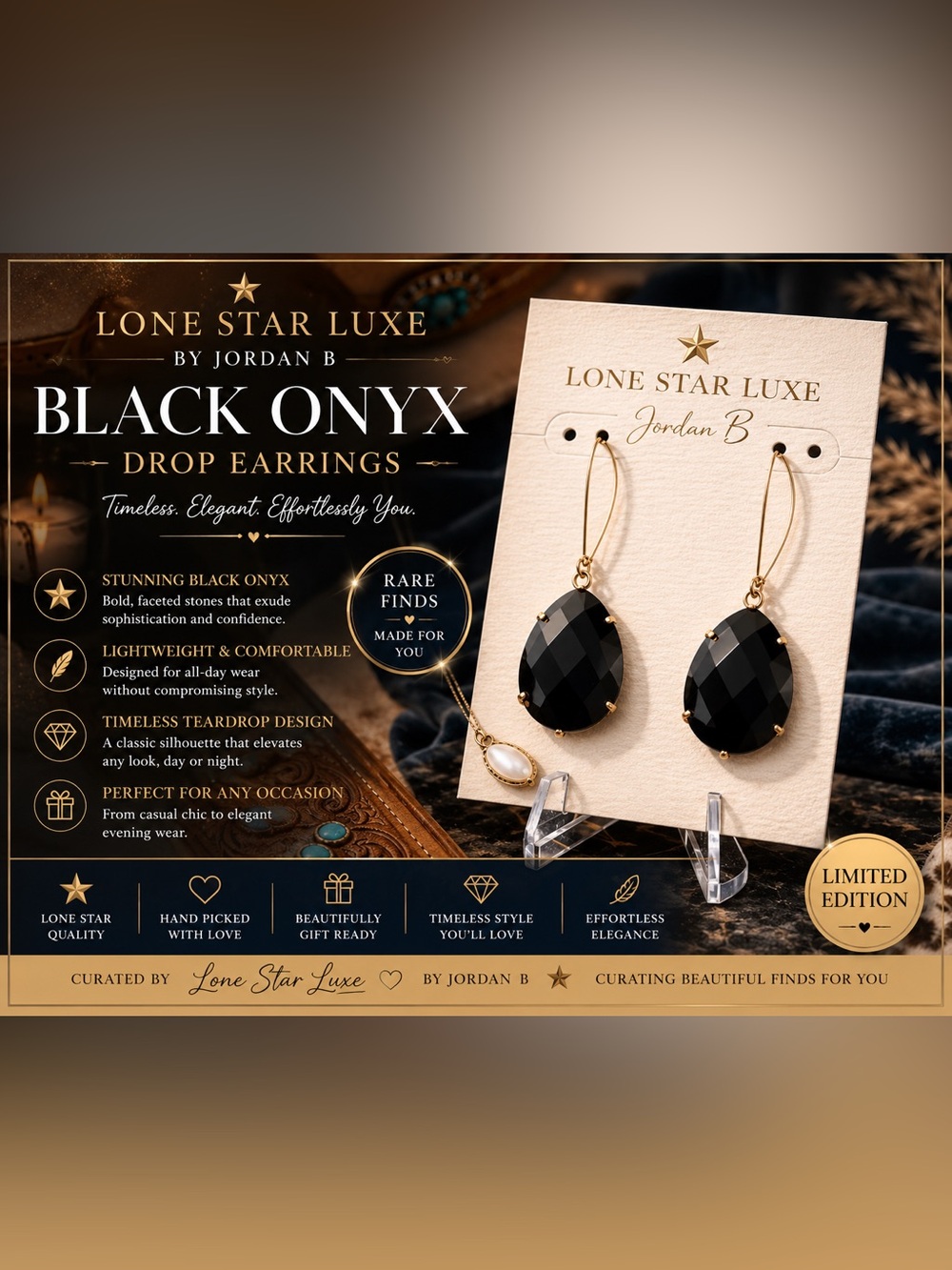 🖤 Kendra Scott Allison Drop Earrings-Black Onyx | Classic Gold Everyday-RETIRED